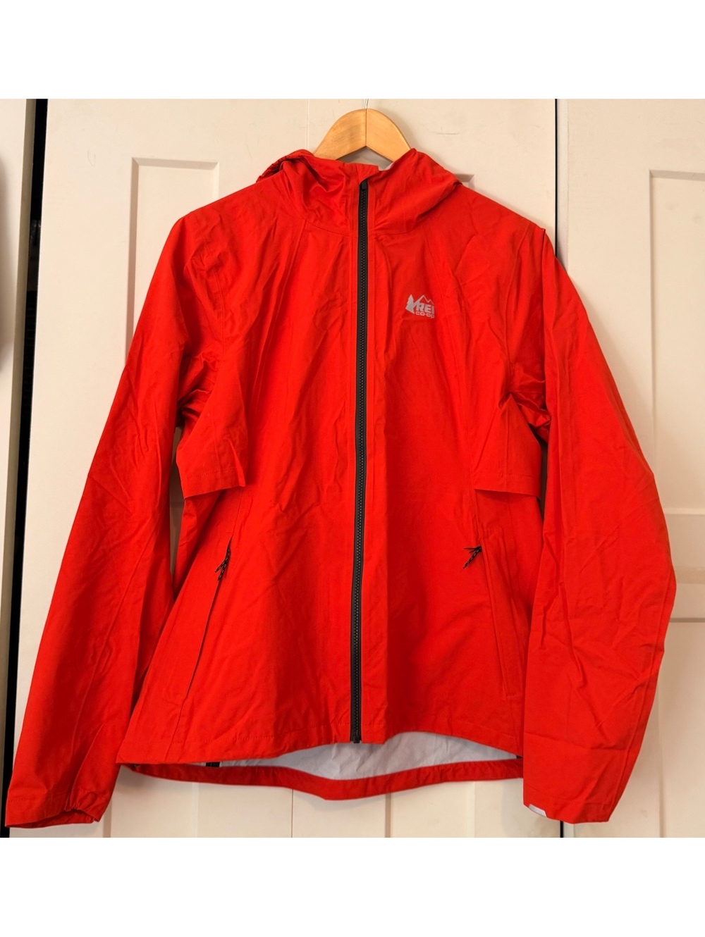 REI Co-op Orange Trailmade Rain Jacket Waterproof Hooded Hiking Shell medium